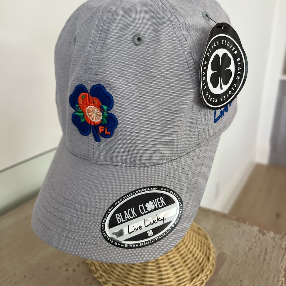 Gray Baseball Cap with Flower and Logo Patches